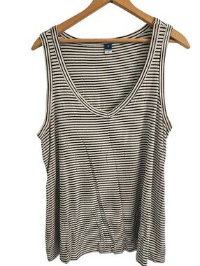 Old Navy Luxe Swing Black and White Striped Tank Top Sz XL Lightweight